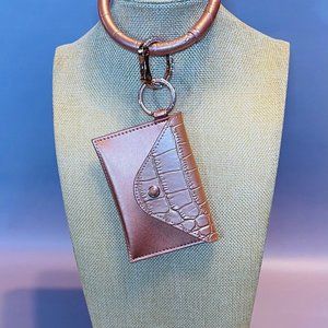 VENTURE Mini Envelope Wallet Rose Gold Croc-Embossed